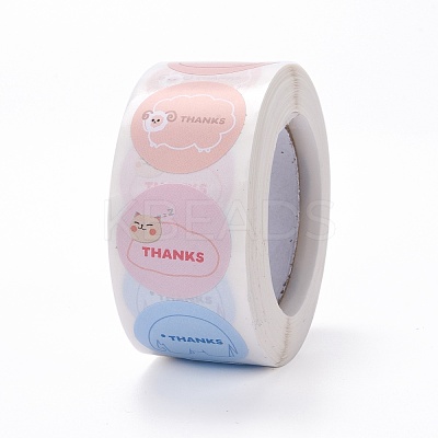 Flat Round Paper Thank You Stickers DIY-C042-12G-1