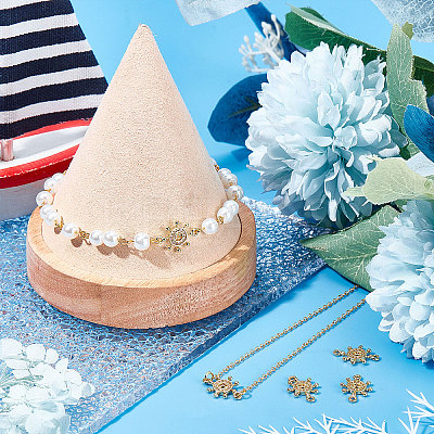 Long-Lasting Plated Brass Micro Pave Clear Cubic Zirconia Connector Charms KK-BBC0003-34-1