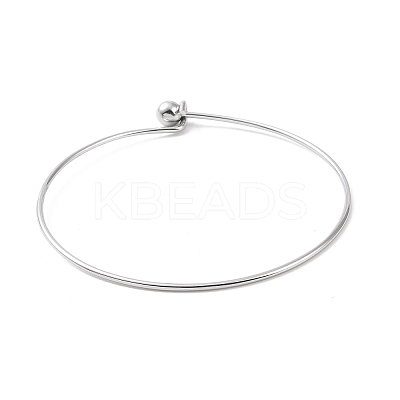 Non-Tarnish Screw End Ball 304 Stainless Steel Wire Bangle BJEW-F435-01P-1