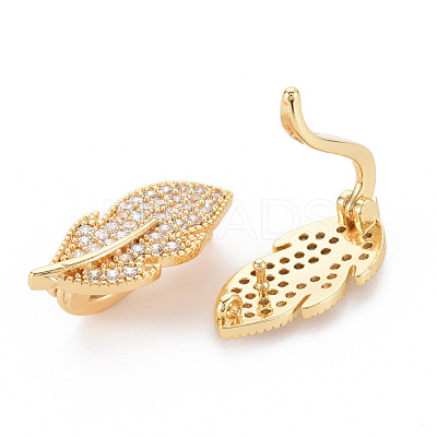 Brass Micro Pave Clear Cubic Zirconia Twister Clasps KK-S354-321-NF-1