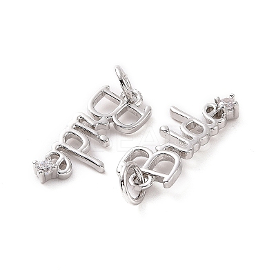 Rack Plating Brass Micro Pave Cubic Zirconia Pendants KK-C008-12P-1