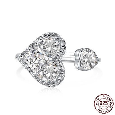 Rhodium Plated 925 Sterling Silver Birthstone Ring RJEW-F150-52P-1