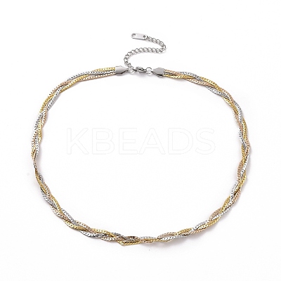 304 Stainless Steel Braided Cuban Link Chain Necklace for Women LS-NJEW-P271-04B-1