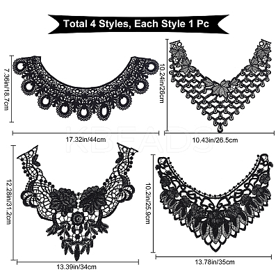 4Pcs 4 Style Milk Silk Embroidered Floral Lace Collar DIY-GF0005-39A-1