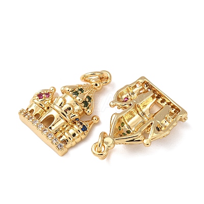 Brass Micro Pave Cubic Zirconia Pendants KK-C143-35A-G-1