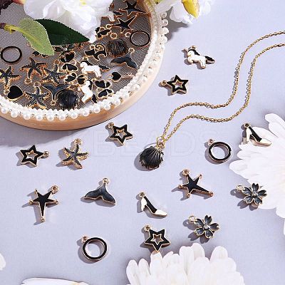 140Pcs 14 Styles Alloy Pendants ENAM-SZ0001-91-1