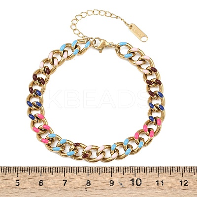 201 Stainless Steel Cuban Link Chain Bracelets for Women LS-BJEW-H633-01G-1