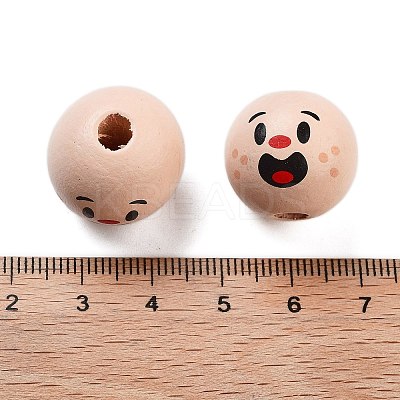 Printed Wood European Beads WOOD-G022-06I-1