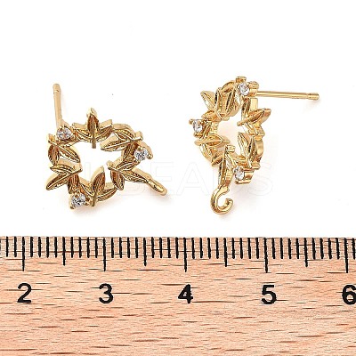 Brass Micro Pave Cubic Zirconia Studs Earring Findings KK-K364-07G-1