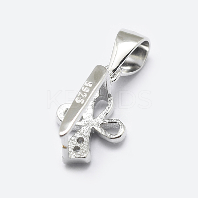 Anti-Tarnish Rhodium Plated 925 Sterling Silver Micro Pave Cubic Zirconia Pendant Bails X-STER-P034-57P-1
