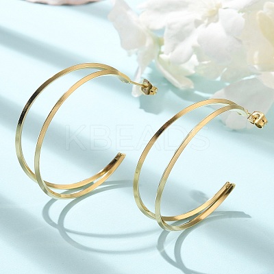 Ion Plating(IP) 304 Stainless Steel C-Shaped Stud Earrings for Women EJEW-M089-04G-1