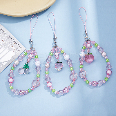 Acrylic Beads Mobile Straps HJEW-AB00038-1
