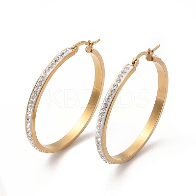 Clear Cubic Zirconia Big Hoop Earrings EJEW-C011-06G-1