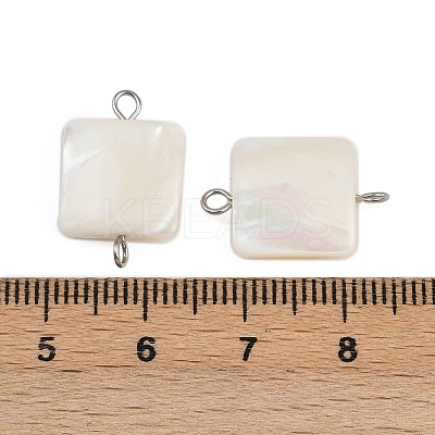 Natural Shell Square Connector Charms STAS-D378-27P-1