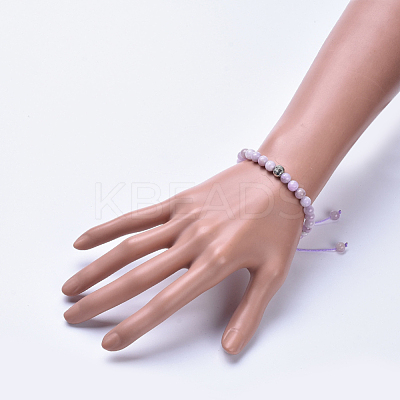 Natural Kunzite Braided Bead Bracelets BJEW-JB04243-01-1
