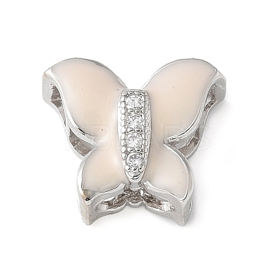Brass Micro Pave Clear Cubic Zirconia Silde Charms KK-C086-02P-01-1