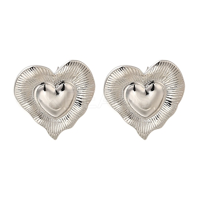 Rack Plating Heart Brass Stud Earrings EJEW-I310-25P-1
