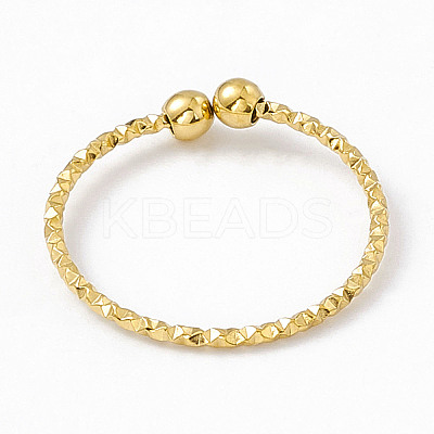 Ion Plating(IP) 304 Stainless Steel Round Ball Open Cuff Ring for Women RJEW-G275-01G-1