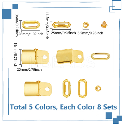 40 Bags 5 Colors Iron & Brass Peaked Cap Adjuster Kits FIND-GA0007-45-1