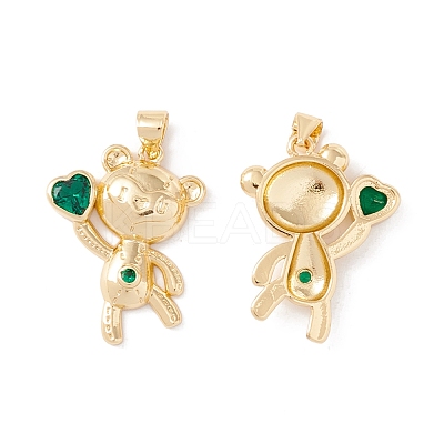 Rack Plating Brass Micro Pave Cubic Zirconia Pendants ZIRC-I057-36G-1