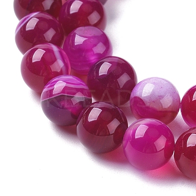 Natural Striped Agate/Banded Agate Beads Strands G-G582-8mm-56-1