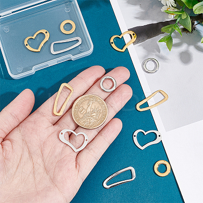 12Pcs 6 Style 304 Stainless Steel Linking Rings STAS-UN0040-39-1