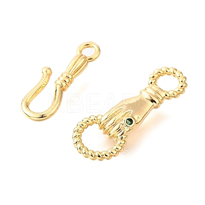 Brass Micro Pave Green Cubic Zirconia Fold Over Clasps KK-D356-15G-1