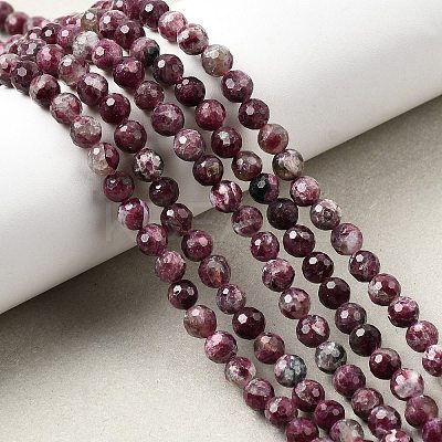Natural Plum Blossom Tourmaline Beads Strands G-G344-C01-6mm-1
