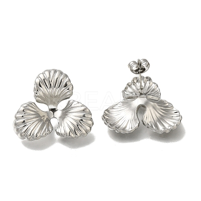 304 Stainless Steel Flower Stud Earrings for Women EJEW-U027-03P-1