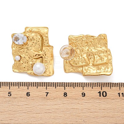 304 Stainless Steel Cubic Zirconia Stud Earrings EJEW-Z110-03G-01-1