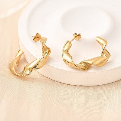 304 Stainless Steel Twist C-Shaped Stud Earrings EJEW-A139-01G-1