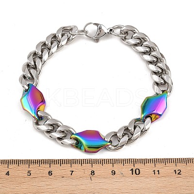 304 Stainless Steel Rhombus Cuban Link Chain Bracelets for Men Women BJEW-G766-07A-1