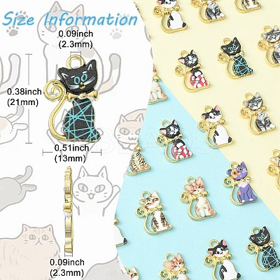 40Pcs 8 Colors Alloy Enamel Pendants ENAM-CJ0001-79-1