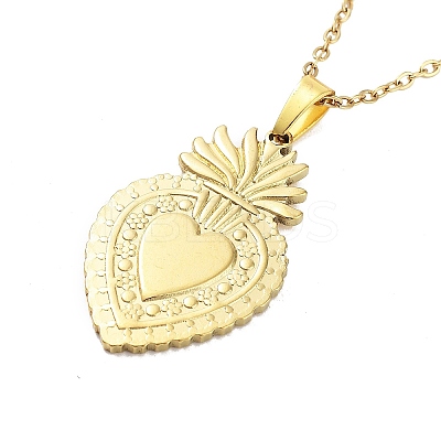 Sacred Heart 304 Stainless Steel Pendant Necklaces NJEW-G083-02B-G-1