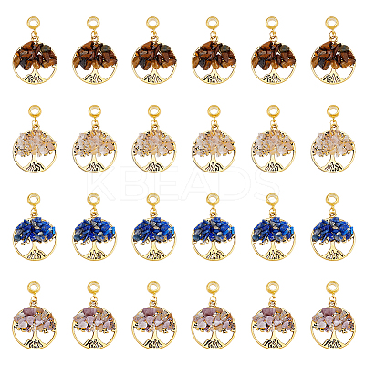 32Pcs 4 Styles Natural Mixed Stone European Dangle Charms G-DC0001-14-1
