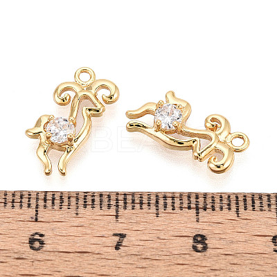 Brass Pave Clear Cubic Zirconia Pendants KK-T077-58G-1