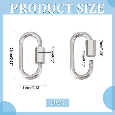 304 Stainless Steel Screw Carabiner Lock Charms STAS-UN0050-89P-1