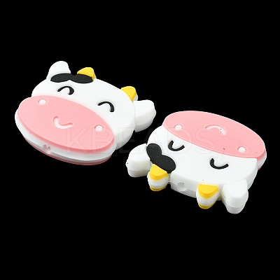 Round/Polygon/Cow Head Food Grade Eco-Friendly Silicone Focal Beads SIL-F003-02-1