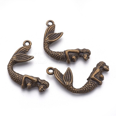Tibetan Style Alloy Mermaid Pendants TIBEP-36349-AB-NR-1