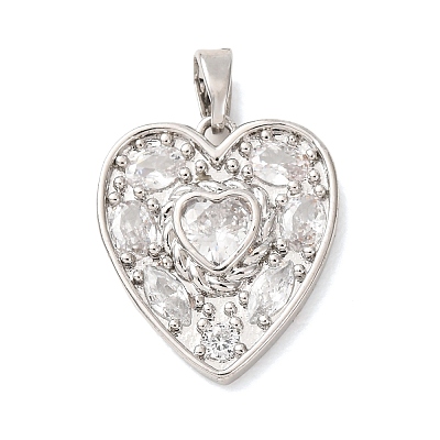 Valentine's Day Brass Pave Clear Cubic Zirconia Pendants CU-H001-01P-1