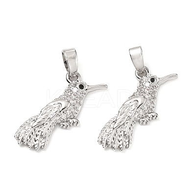 Brass Micro Pave Clear Cubic Zirconia Pendants KK-G533-07C-P-1