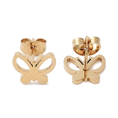 PVD Vacuum Plating 304 Stainless Steel Stud Earrings for Women EJEW-A048-48B-G-1