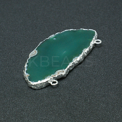 Electroplated Natural & Dyed Agate Big Pendants G-N0167-028-1