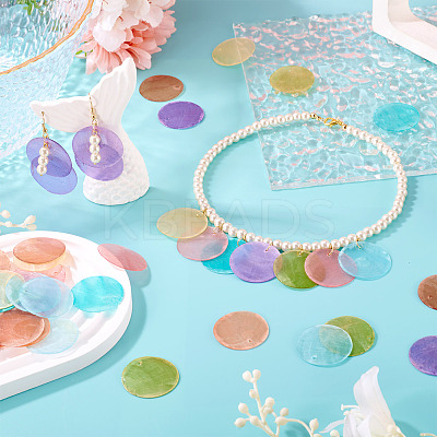 80Pcs 8 Colors Spray Painted Natural Capiz Shell Pendants BSHE-TA0001-24-1