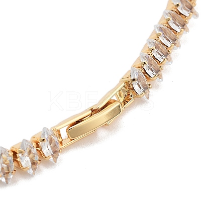 Brass Pave Clear Cubic Zirconia Horse Eye Link Bracelets BJEW-B094-03B-G-1