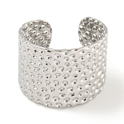 Non-Tarnish 304 Stainless Steel Textured Open Cuff Ring RJEW-A043-10P-1