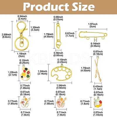 DIY Painting Theme Alloy Keychain Brooch Pin Making Kits DIY-YW0008-71-1