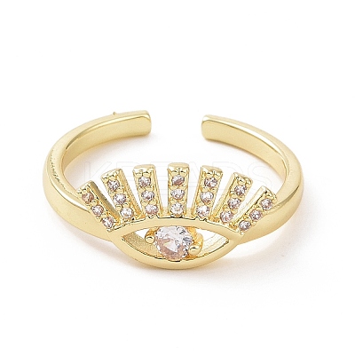 Clear Cubic Zirconia Eye Open Cuff Ring RJEW-E072-16G-1