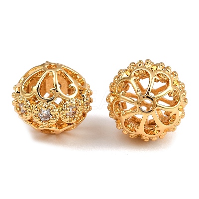 Brass Micro Pave Cubic Zirconia Beads KK-F910-04G-1
