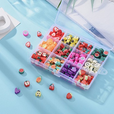 240Pcs 12 Kinds of Fruit Handmade Polymer Clay Beads CLAY-ZZ0001-001A-1